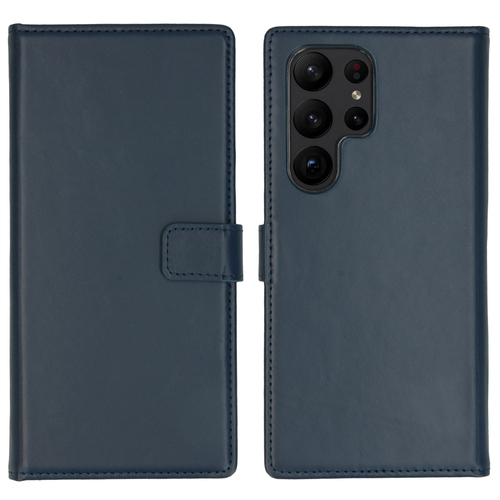 Selencia Echt Lederen Bookcase Samsung Galaxy S23 Ultra - blauw