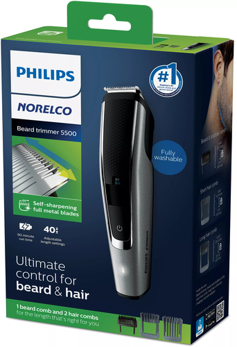 Philips BEARDTRIMMER Series 5000 BT5502/40 hair trimmers/clipper Black, Silver Nickel-Metal Hydride (NiMH) – image 2