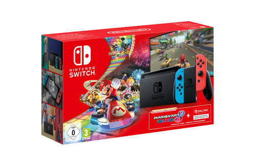 Nintendo Switch + Mario Kart 8 Deluxe + 3-Month Switch Online портативная игровая приставка 15,8 cm (6.2") 32 GB Сенсорный экран Wi-Fi Черный, Синий, Красный