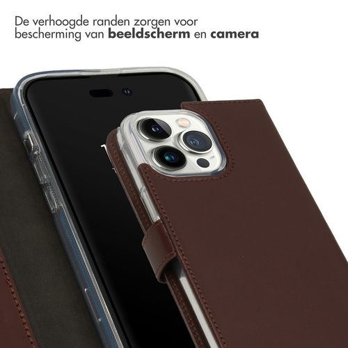 Selencia Echt Lederen Bookcase iPhone 14 Pro Max - Bruin, afbeelding 4