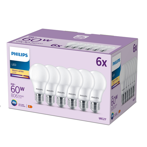 Philips Ampoule LED bougie mat - 40 W - E14 - Lumière blanc chaud - 6 pièces – Photo 4 sur 4