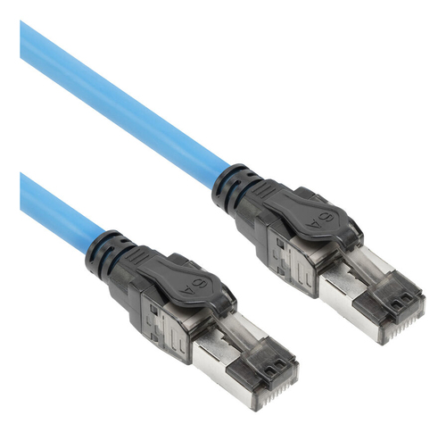ACT Blauw 50 meter S/FTP CAT6A B2ca PoE++ 100W solid prefab installatiekabel. RJ45 male ? male
