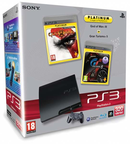 Sony Interactive Entertainment 320GB Playstation 3 Slim + Gran Turismo 5 + God of War