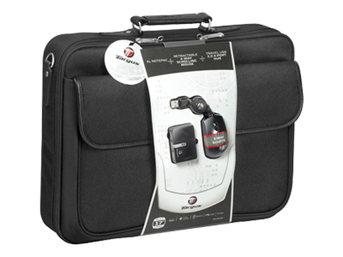 Targus Notebook Case XL + Retractable 4-way Scrolling Mouse + Travel USB 2.0 4-Port Hub
