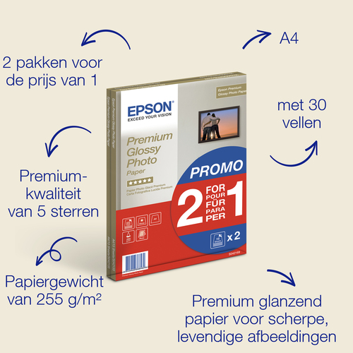 Epson Premium Glossy Fotopapier 30 vel (A4)