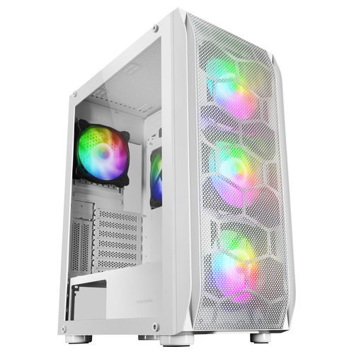 Mars Gaming MC-KX White Premium E-ATX Gaming Tower FREEZER CPU System 5 Ultra-quiet ARGB Fans ARGB Controller and RF Controller Mesh Front