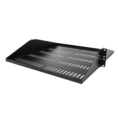 StarTech.com 2U Vented Server Rack Cabinet Shelf, 20in Deep Fixed Cantilever Tray, Rackmount Shelf for 19 AV/Data/Network Equipment Enclosure w/ Cage Nuts & Screws, 200lbs Weight Capacity - 2U Network Rack Shelf (SHELF-2U-20-CENTER-V) Rackhylde Sort – billede 2