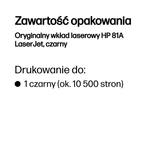 Oryginalny wkład laserowy HP 81A LaserJet, czarny