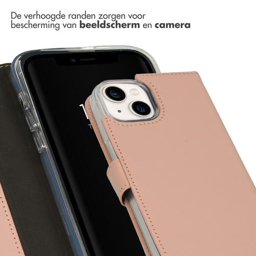 Selencia Echt Lederen Bookcase iPhone 14 - Dusty Pink, afbeelding 4
