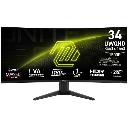 MSI MAG 346CQ монитор для ПК 86,4 cm (34") 3440 x 1440 пикселей UltraWide Dual Quad HD ЖК Черный