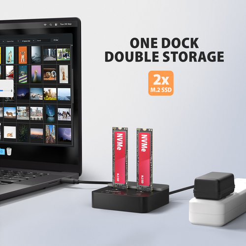 Axagon ADSA-M2C22L USB-C 20Gbps Dual M.2 NVMe SSD Docking and Cloning Station – image 8