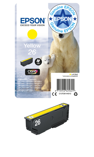 Epson Polar bear 26 Claria Premium Single Yellow Ink