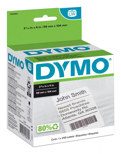 POLY, WHITE LABEL 2 5/16IN X 4IN, 250 PER ROLL, 1 ROLL PER BOX- 2-5/16IN X 4IN-