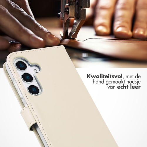 Selencia Echt Lederen Bookcase Samsung Galaxy S25 - Greige, afbeelding 2