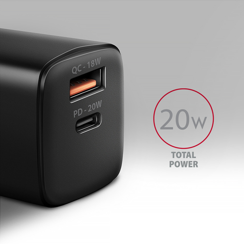 AXAGON Wandladegert 20 W PD 30 Quick Charge 4 - USB-C  USB-A – Foto 3 von 11