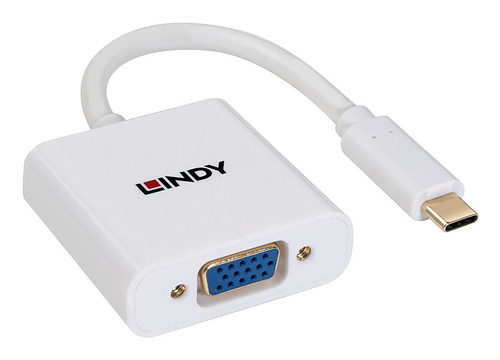 Lindy 43437 video kabel adapter 0,1 m USB Type-C VGA (D-Sub) Wit, afbeelding 3