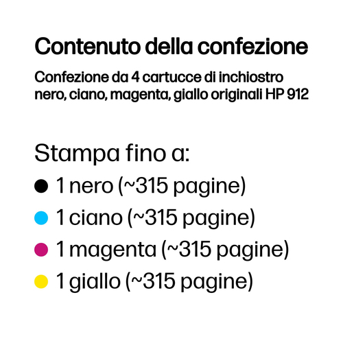 HP 912 Multipack – Multipack nero + ciano + magenta + giallo originale