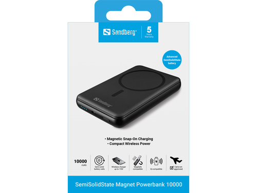 Sandberg 421-51 powerbank Half-solid-state 10000 mAh Draadloos opladen Zwart, afbeelding 4