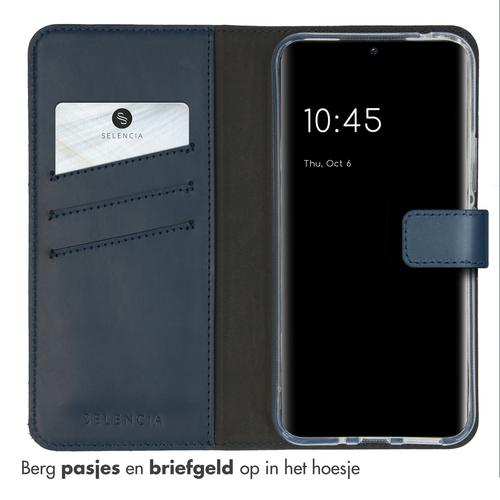 Selencia Echt Lederen Bookcase Samsung Galaxy A54 (5G) - Blauw, afbeelding 3