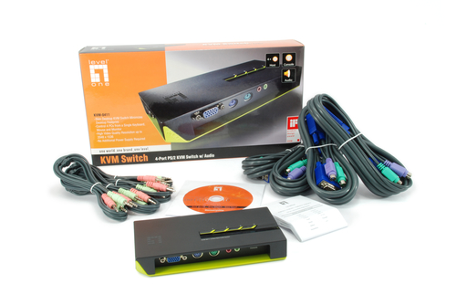 LevelOne 4-Port KVM Switch, PS/2, Audio – image 4