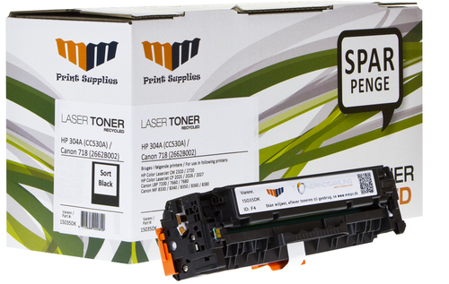 MM Black Laser Toner - HP CC530A / Canon 718BK (2662B002) - For HP Color LaserJet / Canon LBP & MF