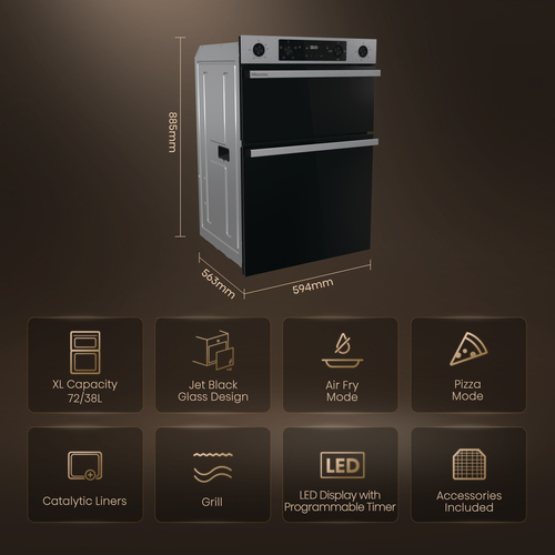 Hisense Hi6 BID914221CX Built In Electric Double Oven - Stainless Steel - A/A Rated, Stainless Steel - image 2