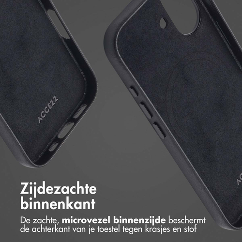 Accezz MagSafe Leather Backcover iPhone 16 - Onyx Black, afbeelding 6
