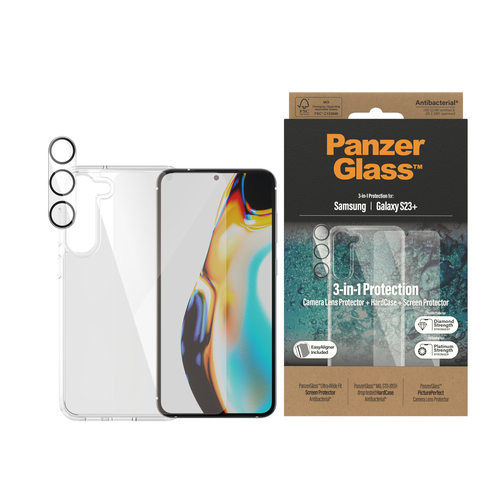 PanzerGlass 3-in-1 Pack Samsung Galaxy S23+ Skærmbeskytter – billede 2