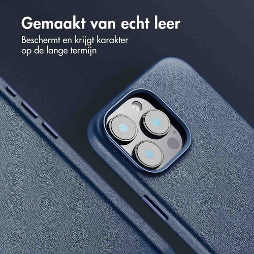 Accezz MagSafe Leather Backcover voor iPhone 16 Pro Max Telefoonhoesje Blauw, afbeelding 3