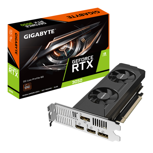 GV-N3050OC-6GL TARJETA DE VIDEO GIGABYTE GVN3050OC6GL RTX 3050 LOW PROFILE 6GB GDDR6 PCIE 40 2HDMI 2DP