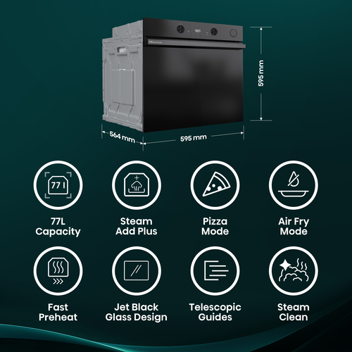 Hisense Hi4 BlackLine BSA66226ADBGUK Built In Electric Single Steam Oven - Black – image 3