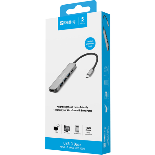 Sandberg USB-C Dock HDMI+3xUSB+PD – image 3
