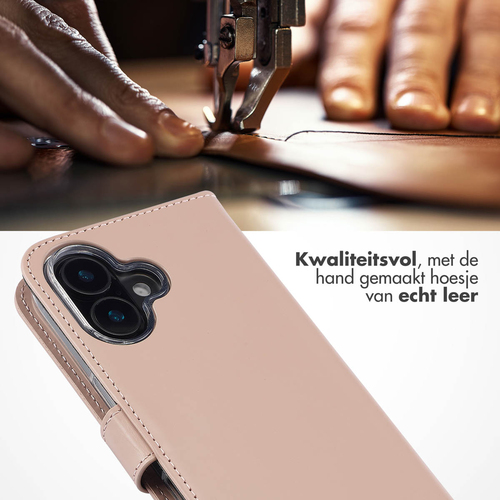 Selencia Echt Lederen Bookcase iPhone 16 - Dusty Pink, afbeelding 2