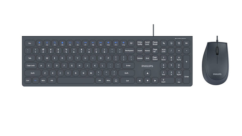 Philips 3000 series SPT6327K/93 keyboard Mouse included Universal USB QWERTY English Blue, Grey