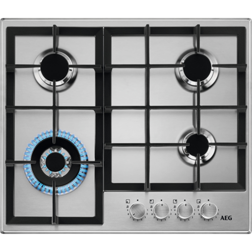 AEG HGB64420SM Черный, Нержавеющая сталь Встроенный 56 cm Газовый 4 зона(ы)