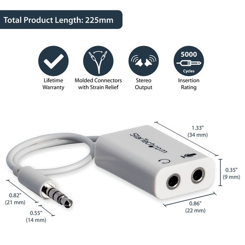 StarTech.com White headset adapter for headsets with separate headphone / microphone plugs – image 8