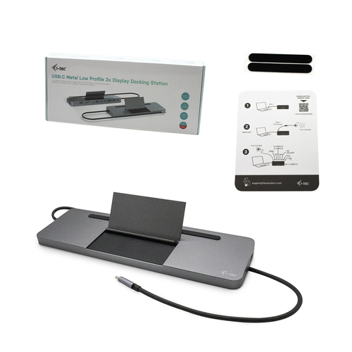 I-TEC Metal C31FLATDOCKPDPRO Base & Duplicador de Portas com Fios USB 3.2 GEN 1 (3.1 GEN 1) TYPE-C Cinzento