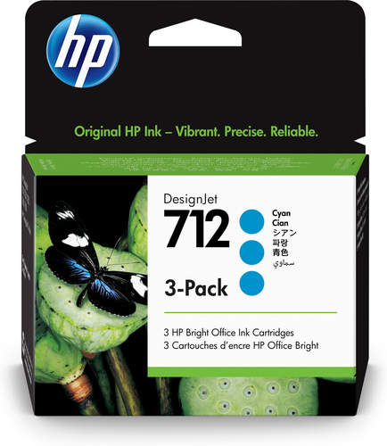 3ED77A HP 712 CYAN 29ML 3-PACK  TINTA AMPLIO FORMATO 3ED77A