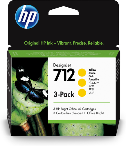 3ED79A Tinta HP LF DesignJet 712 3 Pack 29ml Color Amarillo 3ED79A