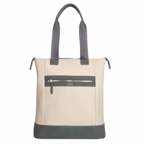 15 NEWPORT NORTH-SOUTH TOTE (TAN) - ZIPPED MAIN COMPARTMENT WITH PROTECTIVE CRAD