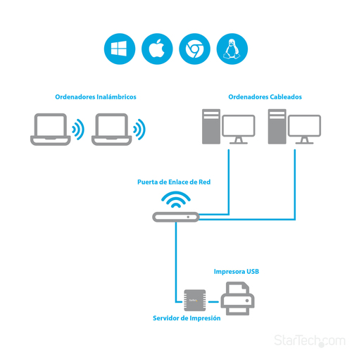 StarTech.com Servidor de Impresión en Red Ethernet 10/100 Mbps a USB 2.0 con LPR