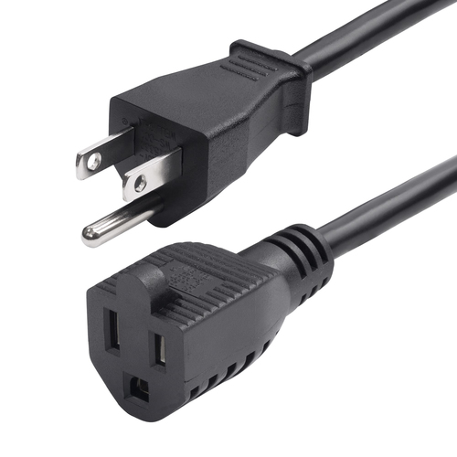 10FT (3M) POWER EXTENSION CORD, NEMA 5-15P TO NEMA 5-15R AC POWER CABLE, 10A 125