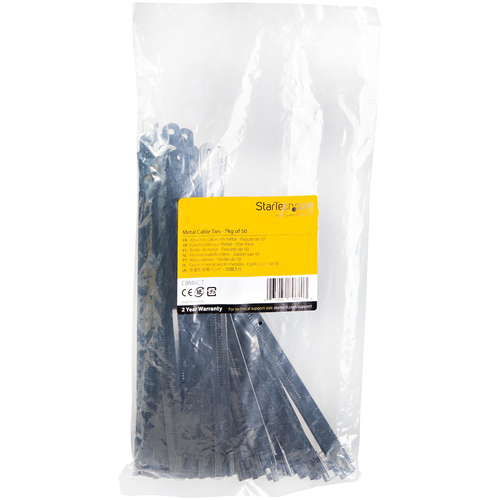 StarTech.com 9"(22cm) Metal Cable Ties, 14"(7mm) wide, 2-14"(55mm) Bundle Dia. 100lb(45kg) Tensile Strength, Nylon Coated 316 Stainless Steel, Self, afbeelding 5