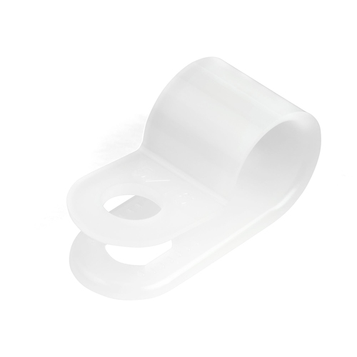 100 R-TYPE SCREW MOUNT CABLE CLAMPS FOR 7.9MM/0.31IN BUNDLE DIAMETER - NYLON 66