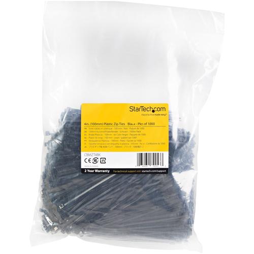 StarTech.com 10cm(4") Cable Ties, 2mm(116") wide, 22mm(78") Bundle Diameter, 8kg(18lb) Tensile Strength, Nylon Self Locking Zip Ties with Curved Tip,, afbeelding 5