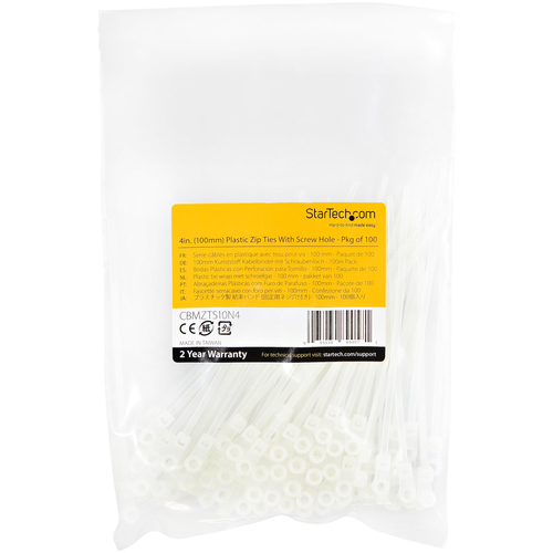 StarTech.com 10cm(4") Cable Ties with Mounting Hole, 2mm(116") wide, 24mm(78") Bundle Dia. 8kg(18lb) Tensile Strength, Nylon 66 Self Locking Ties with, afbeelding 6