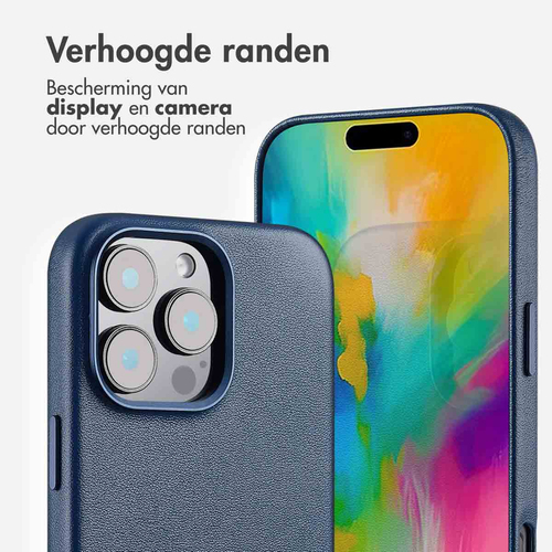 Accezz MagSafe Leather Backcover voor iPhone 16 Pro Max Telefoonhoesje Blauw, afbeelding 2