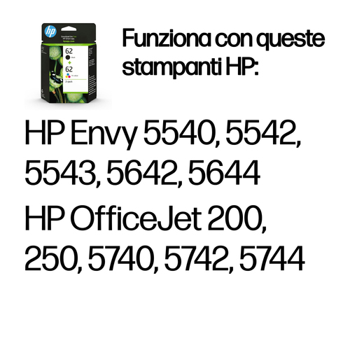 HP 62 Combo – Multipack nero + tricromia originale