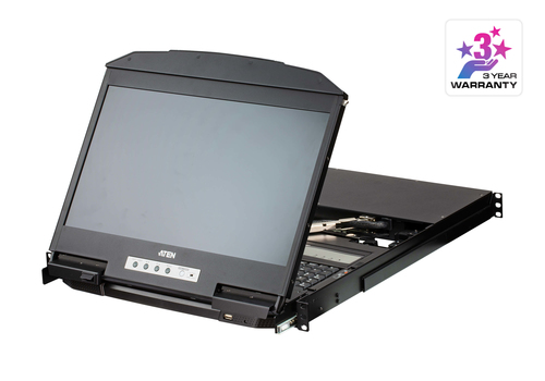 ATEN 4-Port USB HDMI Multi-View Dual Rail WideScreen LCD KVM Switch – image 2
