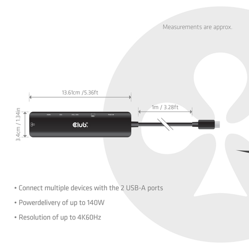 Club 3D CSV-2555 7-1 USB-C naar HDMI Hub, afbeelding 3